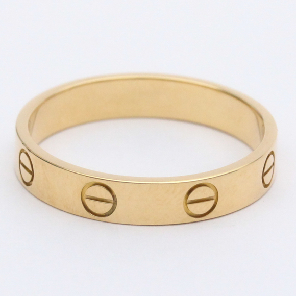 Polished CARTIER Mini Love Ring Band Size #56 US 7 1/2 18K Pink Gold PG BF555204 - Picture 4 of 10